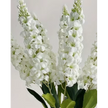 Artificial tall white Lupin stem from Starlight Express, realistic faux plant with delicate white flowers and green foliage.