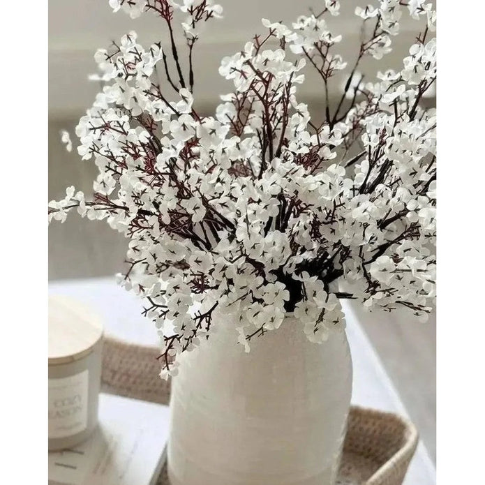 Artificial white and brown Gypsophila stem from Starlight Express, showcasing delicate blossoms and realistic foliage.