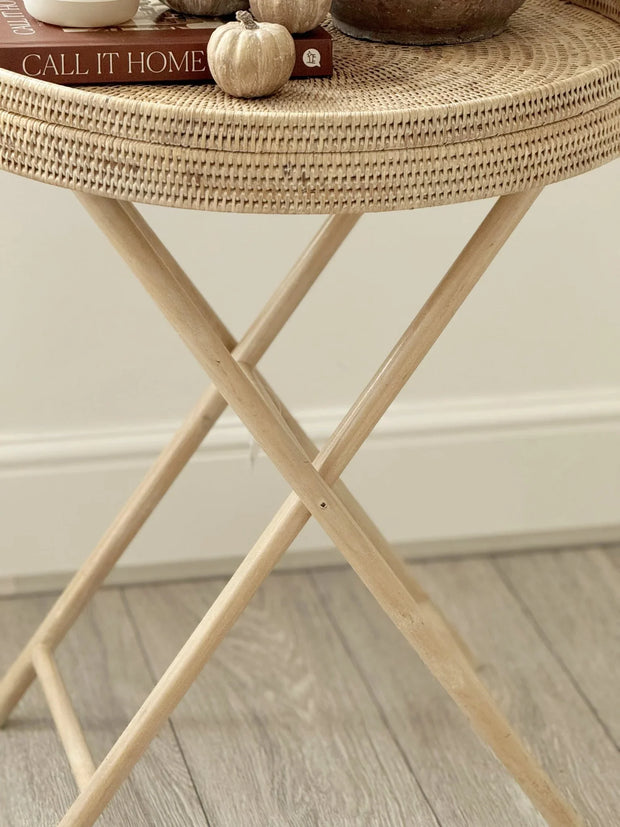 Artisan Weave - Rattan Round Tripod Side Table - Furniture & MirrorsFurniture & Mirrors - Lulu Loves Home