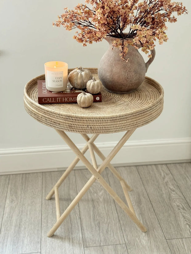 Artisan Weave - Rattan Round Tripod Side Table - Furniture & MirrorsFurniture & Mirrors - Lulu Loves Home