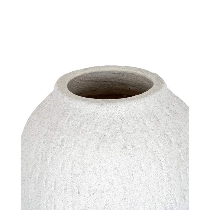 Ashen white matte tall vase from Hill Interiors, showcasing a sleek ceramic design suitable for modern home decor.