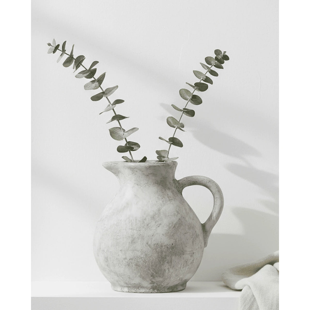 Athena Matt Neutral Stone Round Jug, Hill Interiors vase with smooth matte finish and classic round shape, suitable for home decor.