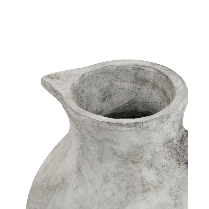 Neutral stone round ceramic vase by Hill Interiors, Athena Matt design, ideal for decorative floral arrangements.