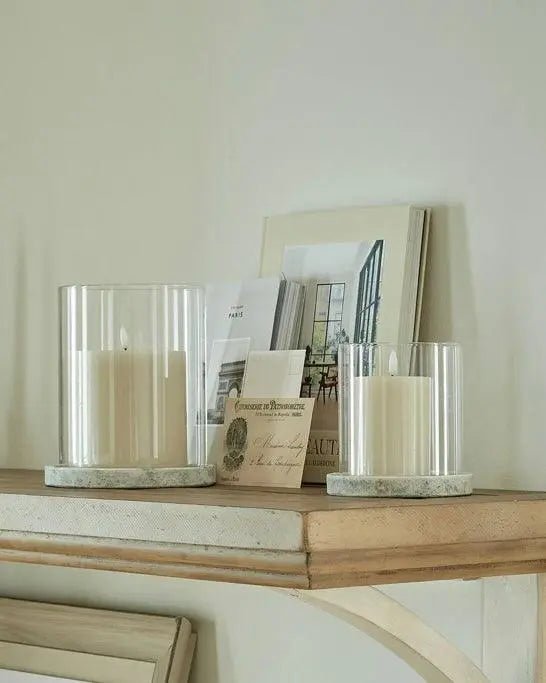 Athena Stone Natural Hurricane Candle Lantern - Home DecorHome Decor - Lulu Loves Home