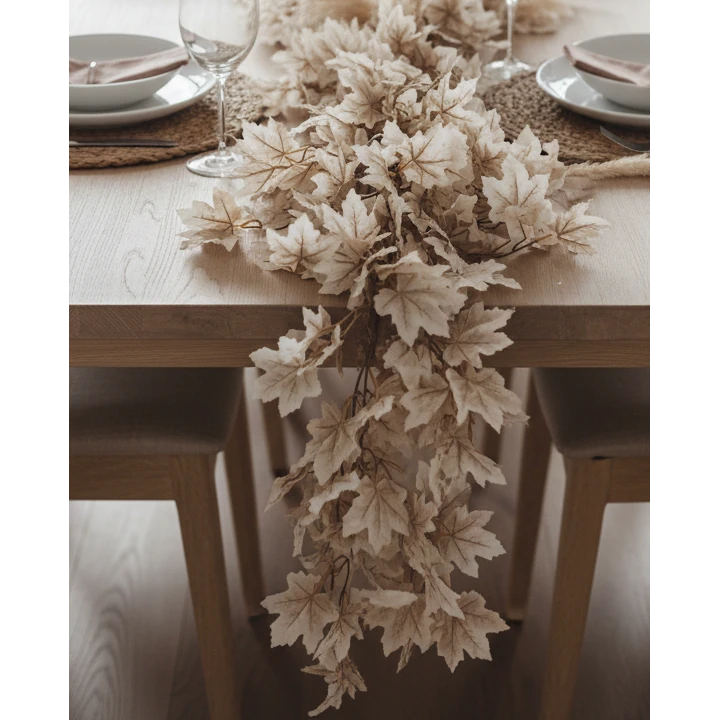 Artificial beige leaf ivy garland from Starlight Express with realistic autumn-colored leaves for home decor.