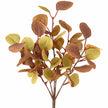 Detail of a Heaven Sends Christmas eucalyptus leaf sprig with green foliage and autumn-colored accents.
