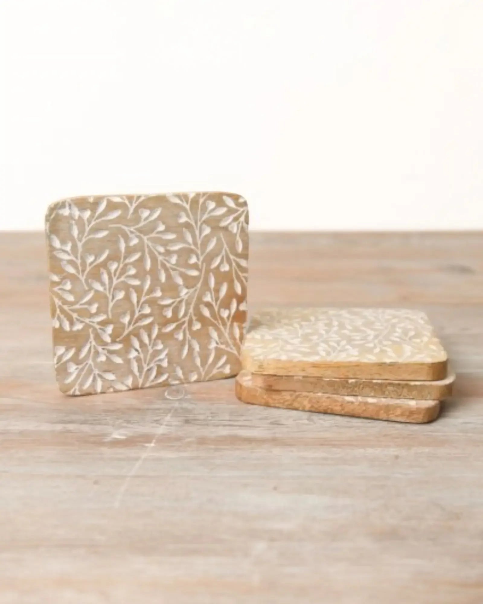 Autumn Wood Leaves Coaster Set - Seasonal Decor - AutumnSeasonal Decor - Autumn - Lulu Loves Home