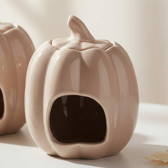 Tall Taupe Pumpkin Oil Burner