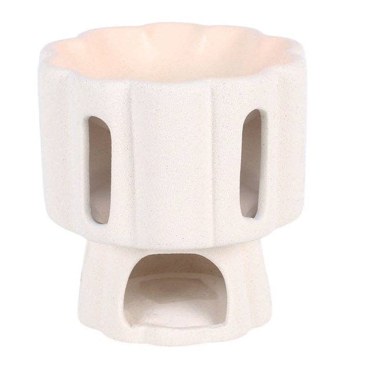 White scalloped pedestal wax melt and oil burner by Something Different Wholesale