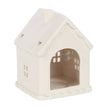 White Christmas gingerbread house tealight candle holder with festive holiday design, ideal for Christmas decor and cozy ambiance.