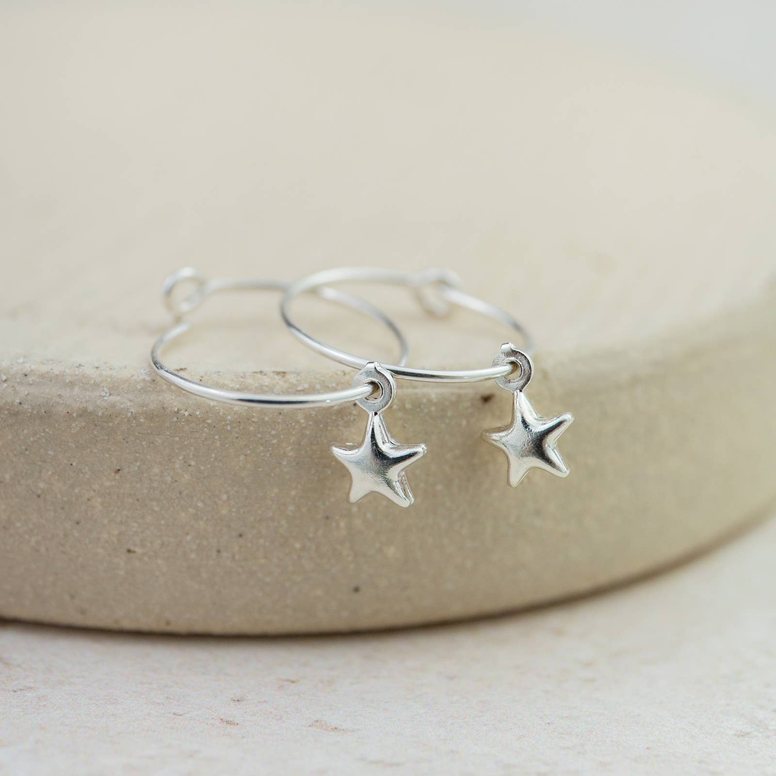 Sterling Silver Charm Hoop Earrings