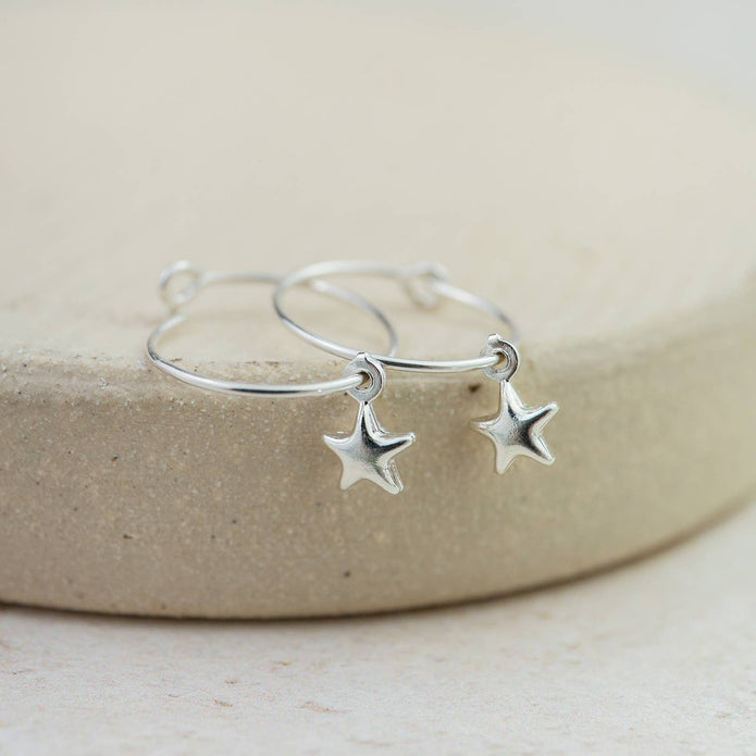 Sterling Silver Charm Hoop Earrings