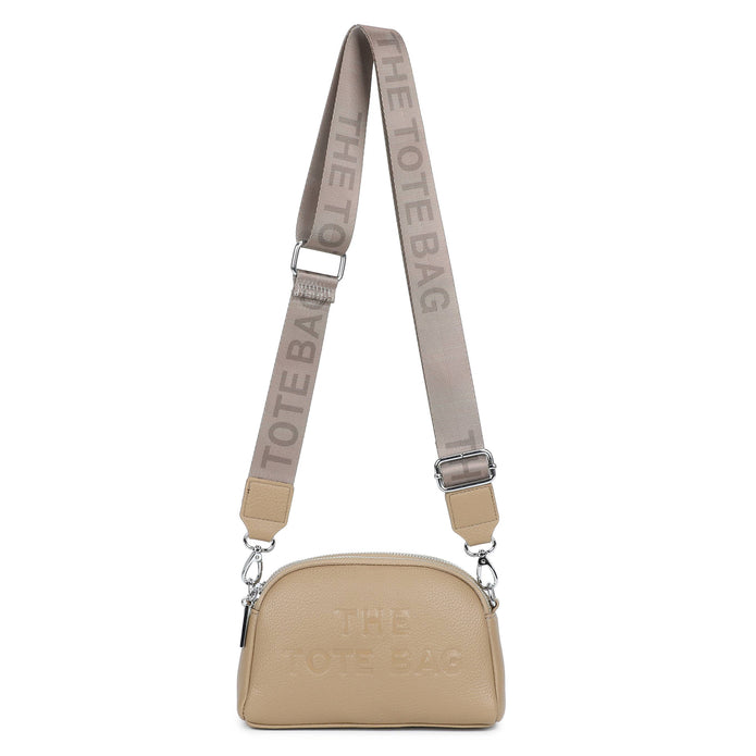 Chocolate brown Jamie Bags double zip crossbody bag with adjustable strap and sleek accessory design.