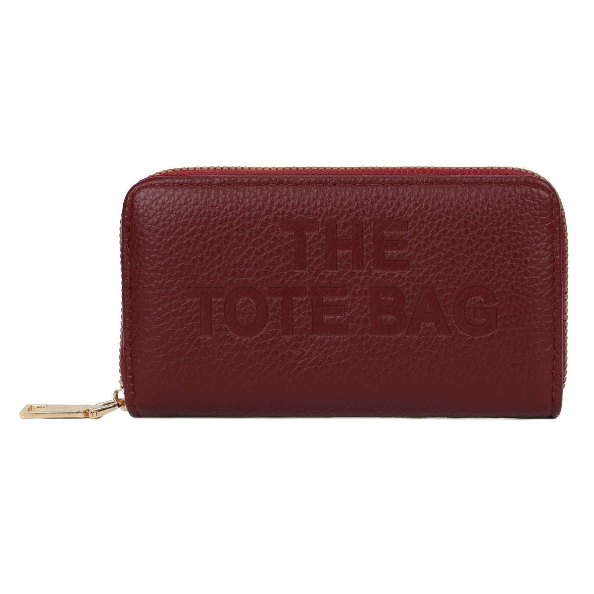 Burgundy Jamie Bags tote with RFID single zip purse featuring sleek design, top handles, and secure zip closure.