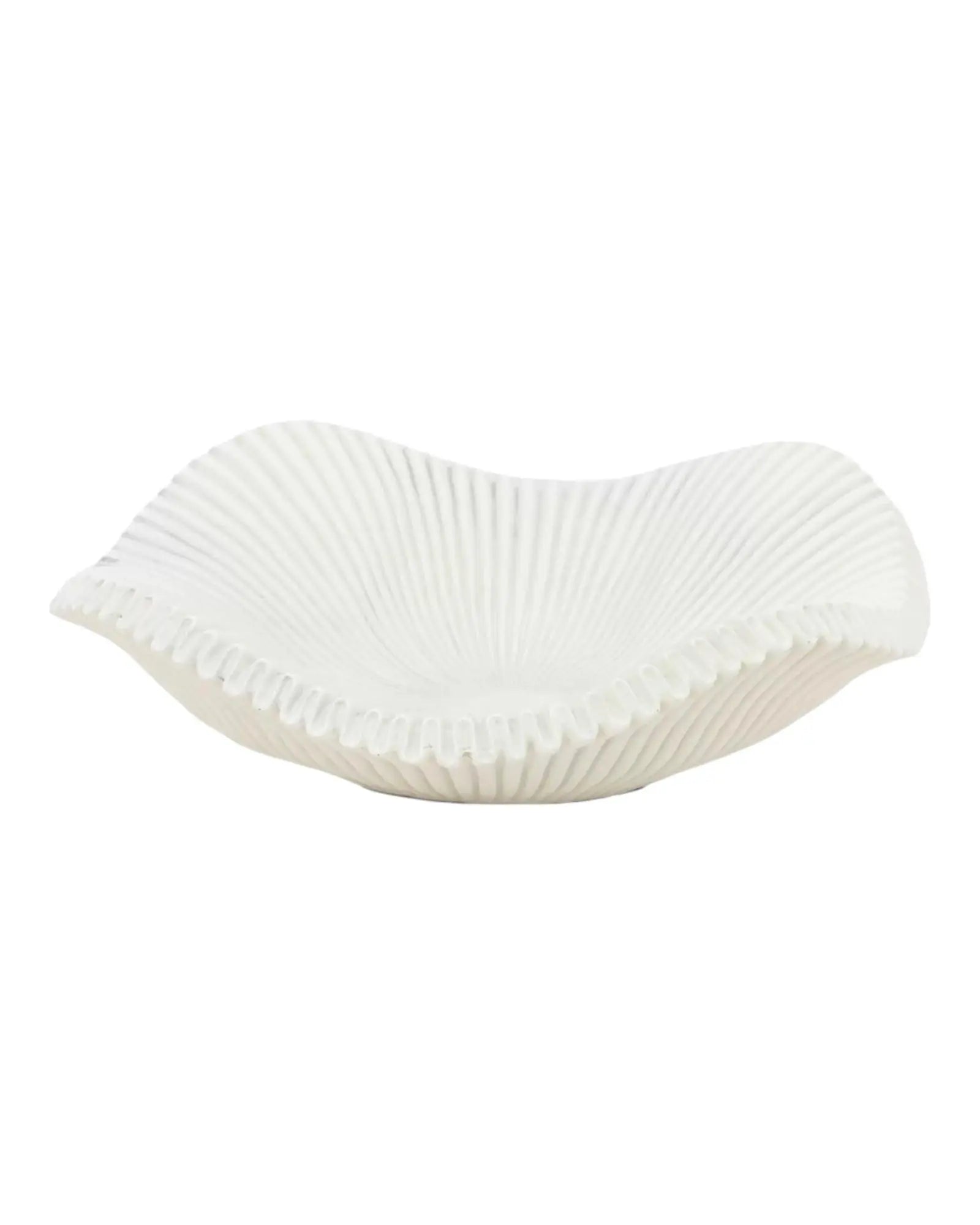 Barbuda Large Scalloped Wavy Decorative Bowl – Neutral Resin Tray - PRE ORDER LATE SEPT DELIVERY - Home DecorHome Decor - Lulu Loves Home