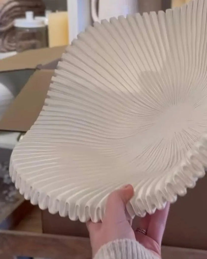 Barbuda Large Scalloped Wavy Decorative Bowl – Neutral Resin Tray - PRE ORDER LATE SEPT DELIVERY - Home DecorHome Decor - Lulu Loves Home