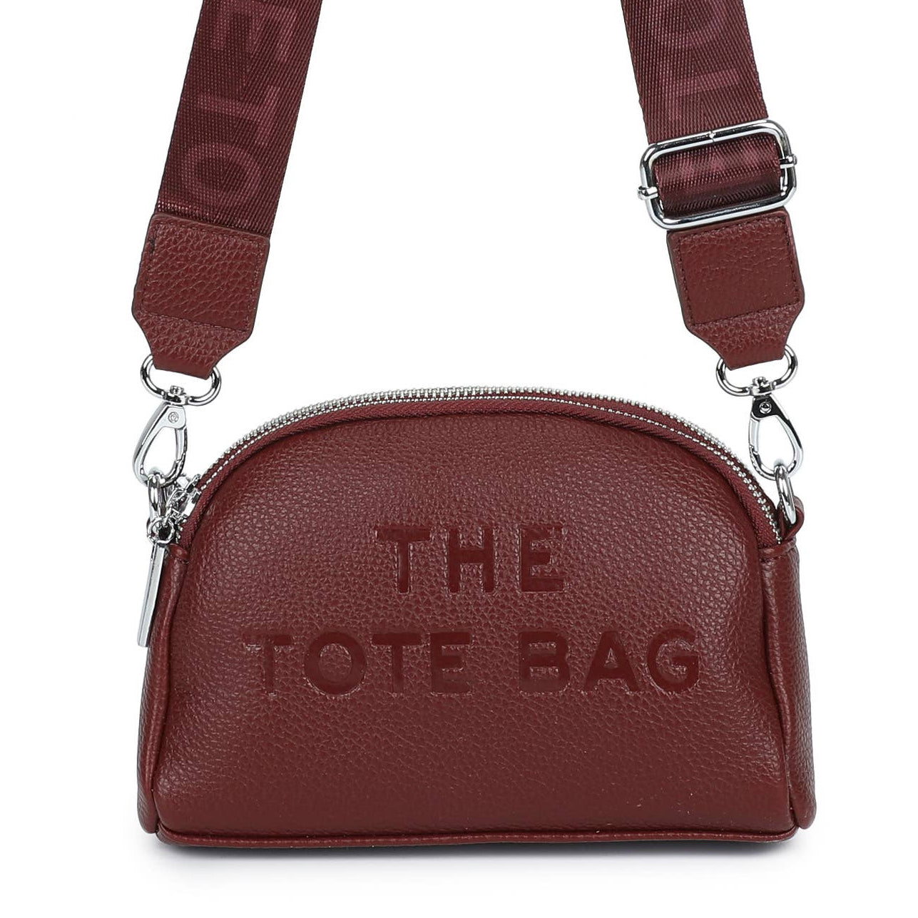 Burgundy Double Zip Crossbody Bag