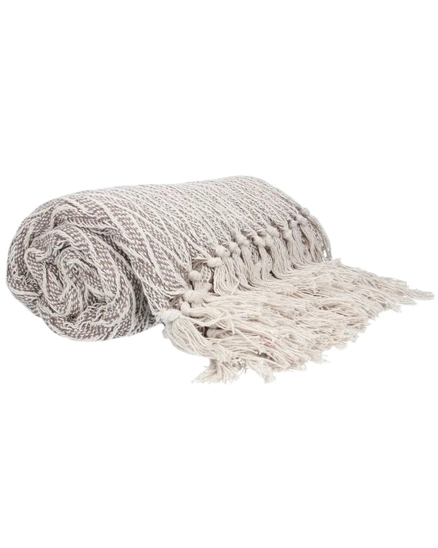 Beige Chevron Cotton Knitted Throw - Soft FurnishingsSoft Furnishings - Lulu Loves Home