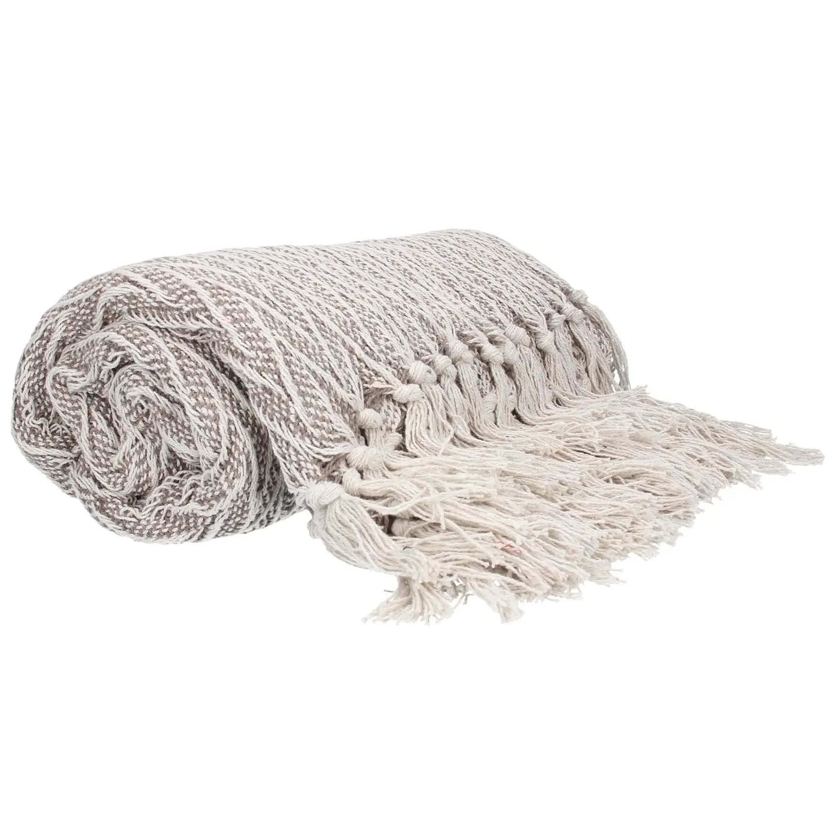 Beige Chevron Cotton Knitted Throw - Soft FurnishingsSoft Furnishings - Lulu Loves Home