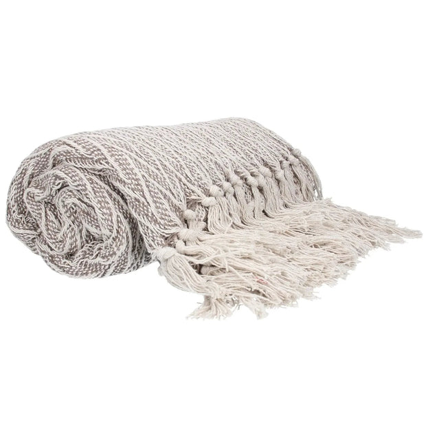 Beige Chevron Cotton Knitted Throw - Soft FurnishingsSoft Furnishings - Lulu Loves Home