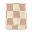 Riva Home beige and cream fur boucle check blanket throw on a white studio background