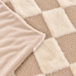 Riva Home beige and cream fur boucle check blanket throw, reverse texture close-up