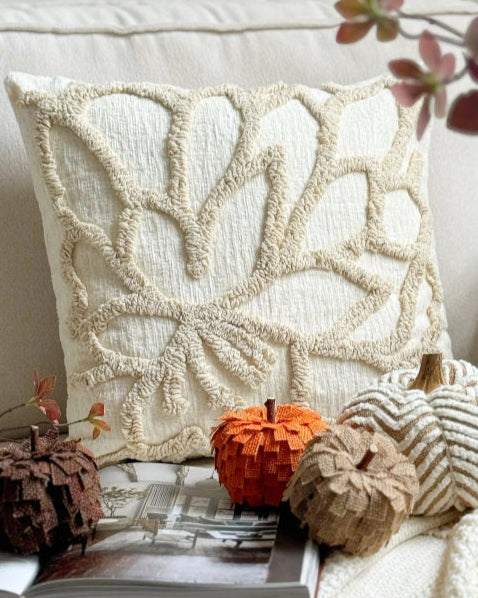 Beige Flower Embroidered Cushion Cover - Soft FurnishingsSoft Furnishings - Lulu Loves Home