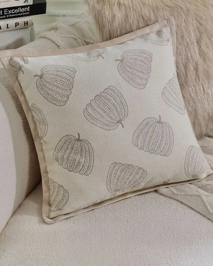 Beige Large Print Pumpkin Cushion Cover - Seasonal Decor - AutumnSeasonal Decor - Autumn - Lulu Loves Home