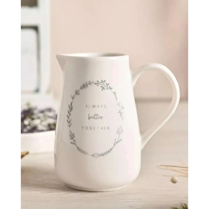 Beige Moments Jug by Widdop & Co, a ceramic kitchen and dining jug with "Always Better Together" design.