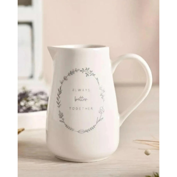 Beige Moments Jug by Widdop & Co, a ceramic kitchen and dining jug with "Always Better Together" design.