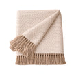 Beige natural diamond weave cotton throw by Malini, soft furnishings with textured diamond pattern for cozy decor.