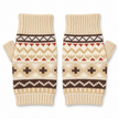 Pair of beige Nordic fingerless gloves on a clean white background