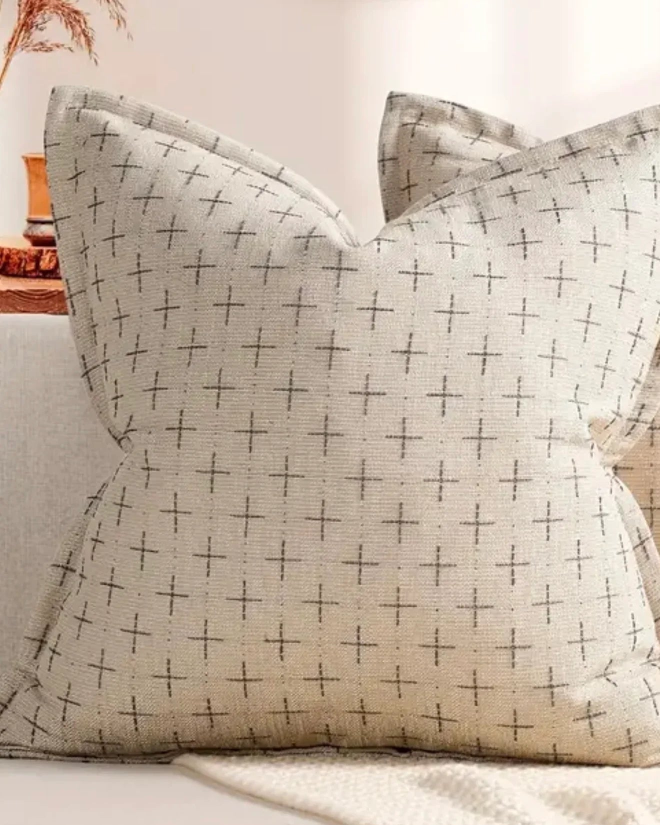Beige Woven Cross Design Cushion Cover - Soft FurnishingsSoft Furnishings - Lulu Loves Home