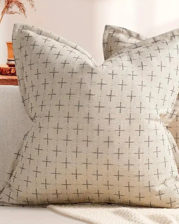 Beige Woven Cross Design Cushion Cover - Soft FurnishingsSoft Furnishings - Lulu Loves Home