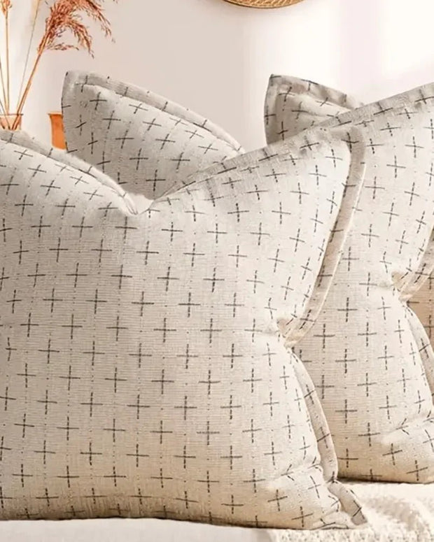 Beige Woven Cross Design Cushion Cover - Soft FurnishingsSoft Furnishings - Lulu Loves Home