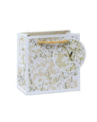 Small gift bag with natural gypsophila floral design, made by Belly Button Designs, perfect for gift wrapping.