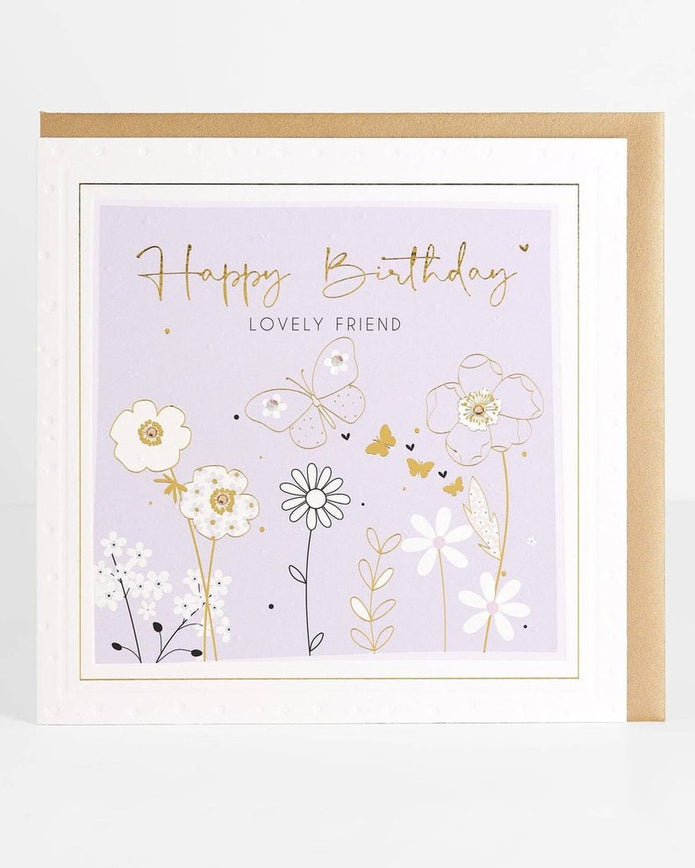Extra large floral birthday greeting card by Belly Button Designs featuring lovely friend design with colorful flowers.