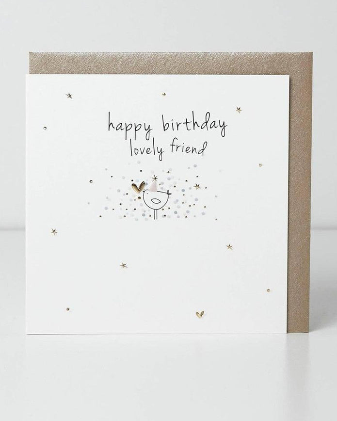 Birthday card from Belly Button Designs featuring a charming design for a lovely friend, part of their greeting card collection.
