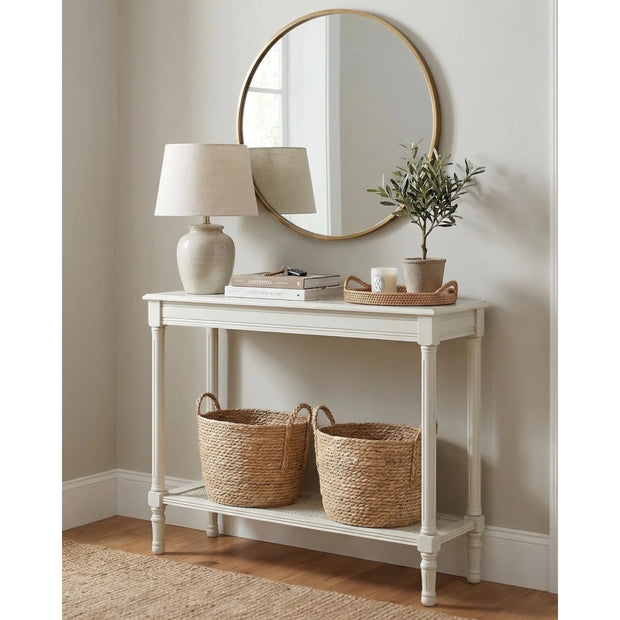 Bellmont Rattan Collection console table by Hill Interiors, featuring rattan frame and sleek design for stylish home decor.