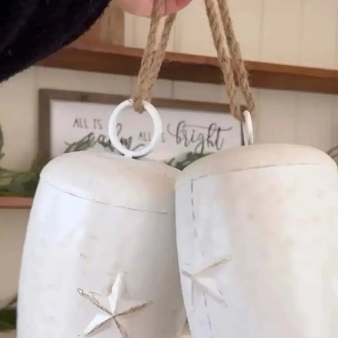 Neutral White Cow Bells With Star, square product view