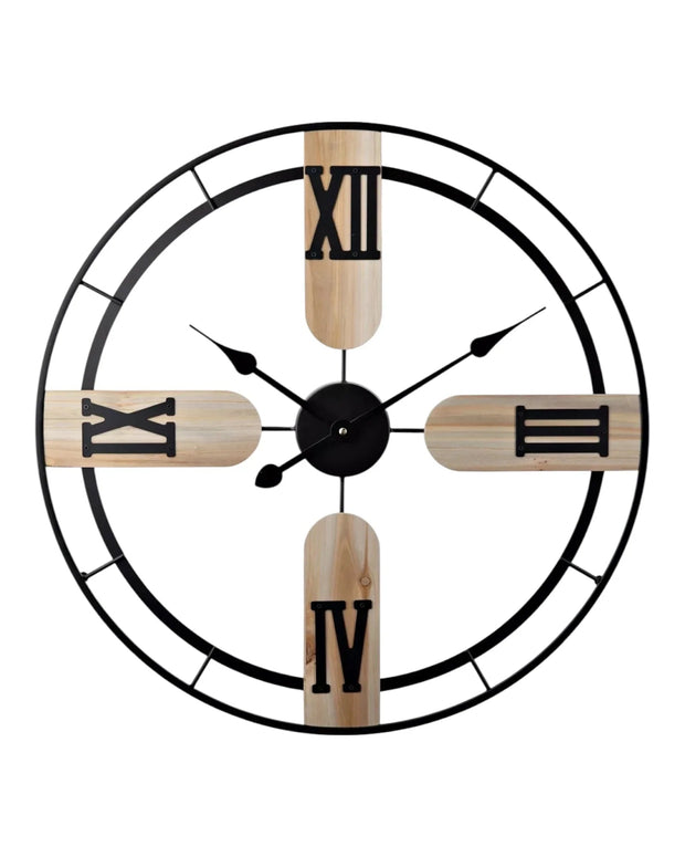 Black And Wood Cut Out Wall Clock - ClocksClocks - Lulu Loves Home