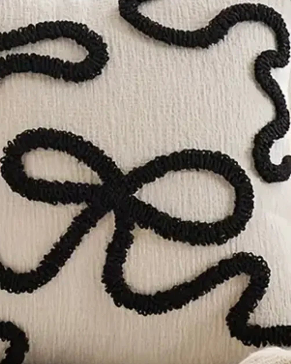 Black Bow Embroidered Cushion Cover - Soft FurnishingsSoft Furnishings - Lulu Loves Home