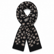 Black, grey and taupe leopard pull-through scarf on white background