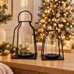 Large black metal candle lantern by Satchville