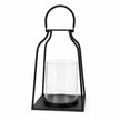 Large black metal Satchville candle lantern displayed against a studio background