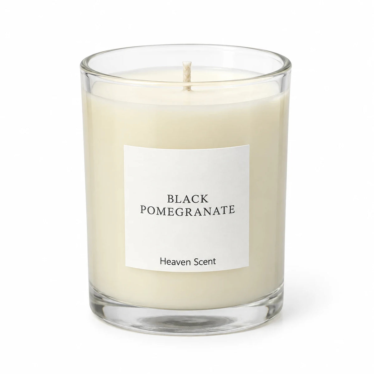 Heaven Scent Black Pomegranate Medium Candle close-up of the unlit wick and wax