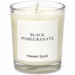Heaven Scent Black Pomegranate Small Candle close-up of the fragrance label and glass
