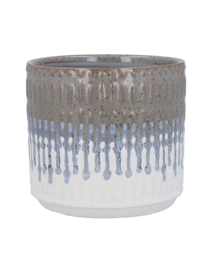 Blue And Beige Reactive Glaze Plant Pot - Home DecorHome Decor - Lulu Loves Home