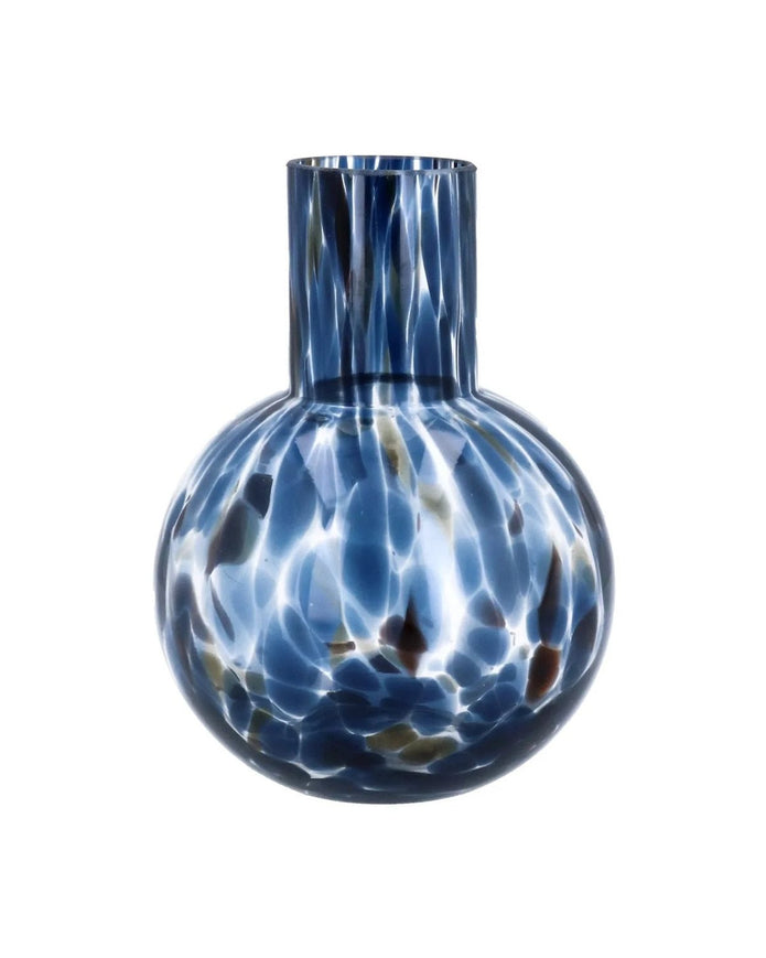 Blue And Brown Tortoiseshell Ball Glass Vase - VasesVases - Lulu Loves Home