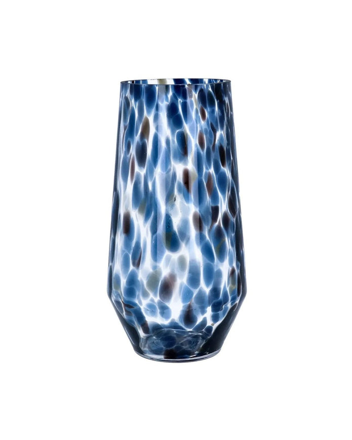 Blue And Brown Tortoiseshell Tall Glass Vase - VasesVases - Lulu Loves Home